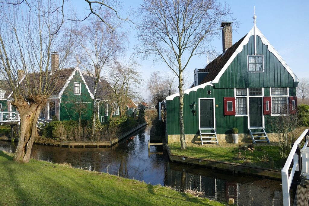 house, architecture, zaanse schans, zaandam, nature, netherlands, history, bridge, water